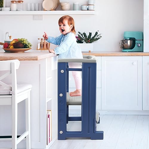 Toddler Tower Height Adjustable Step Stool for Kids Montessori Learning Stool Toddler Kitchen Stool Helper with Dry Erase Board