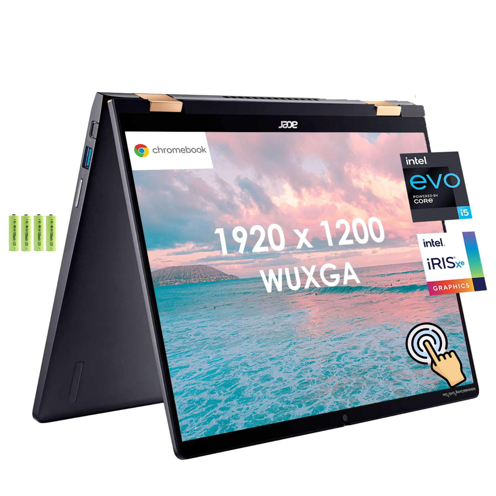 acer Spin 714 2-in-1 14" FHD+ Touchscreen Convertible Chromebook Laptop, 13th Gen Intel 10-core i5-1335U, 8GB LPDDR4X RAM, 256GB SSD, Backlit Keyboard, Thunderbolt 4, Wi-Fi 6, Chrome OS, w/Battery