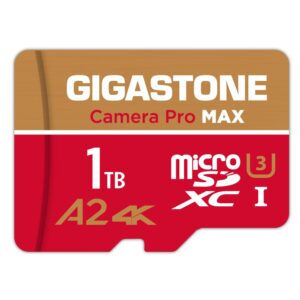 [5-yrs free data recovery] gigastone 1tb micro sd card, 4k camera pro max, 4k video recording for gopro, dji, drone, r/w up to 150/140 mb/s microsdxc memory card uhs-i u3 a2 v30, with adapter