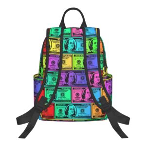 JZDACH For American Money Colorful Bill Dollars backpack book bags for college lightweight laptop backpacks for Men Women