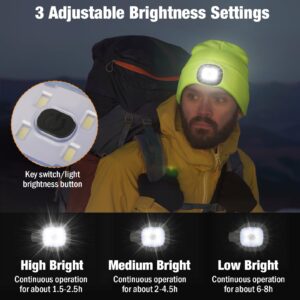 Hatlight Unisex LED Beanie with Light, USB Rechargeable Flashlight Knitted LED Hat Headlamp Cap, Christmas Stocking Stuffers Gifts for Men Husband Dad Black