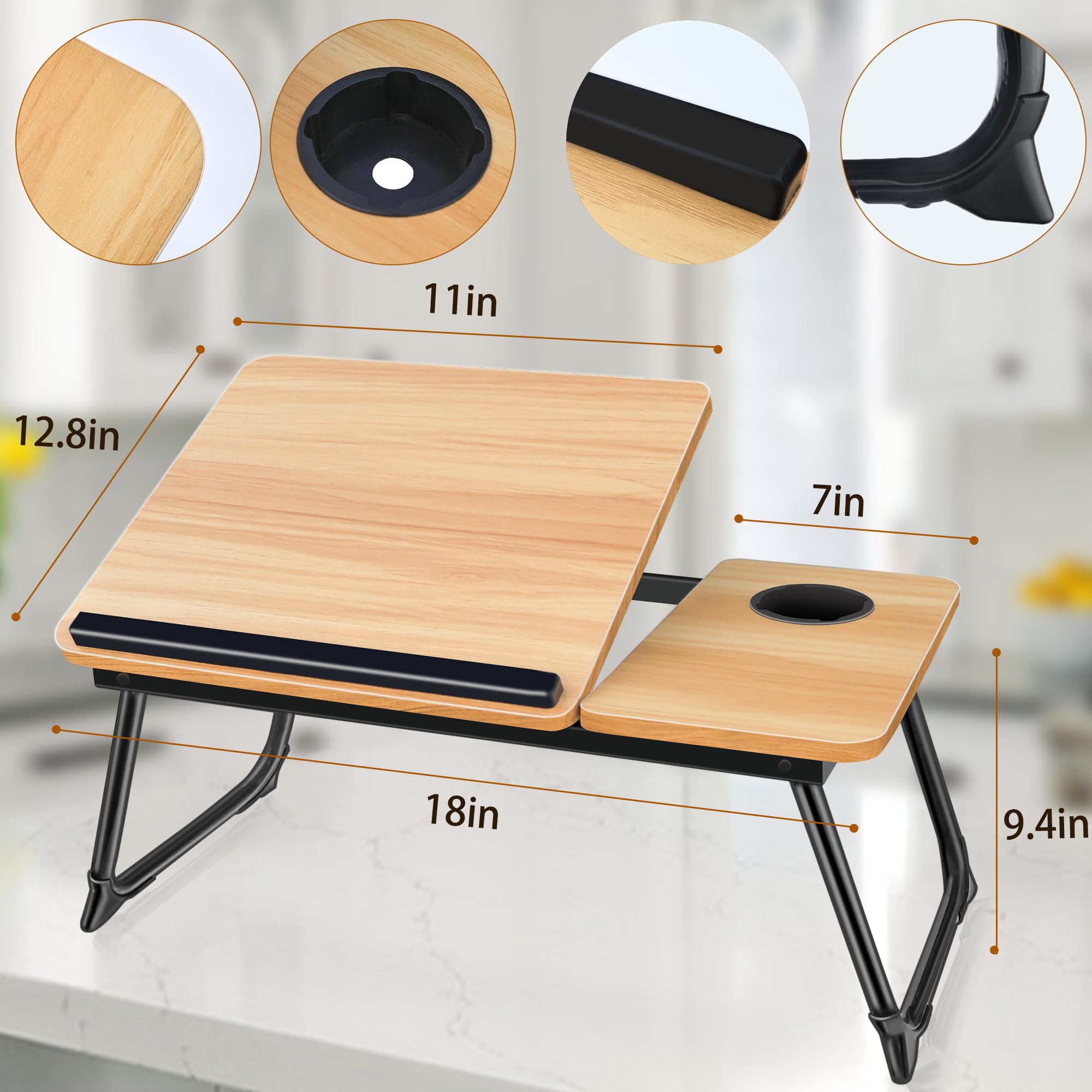 Adjustable Laptop Desk for Bed,Bed Table for Laptop,Laptop Stand for Bed,Lap Desk for Laptop,Foldable Bed Desk for Laptop and Writing,Portable Bed Tray Table with Cup Holder,Laptop Bed Tray Table