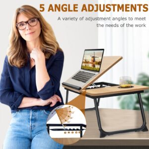 Adjustable Laptop Desk for Bed,Bed Table for Laptop,Laptop Stand for Bed,Lap Desk for Laptop,Foldable Bed Desk for Laptop and Writing,Portable Bed Tray Table with Cup Holder,Laptop Bed Tray Table