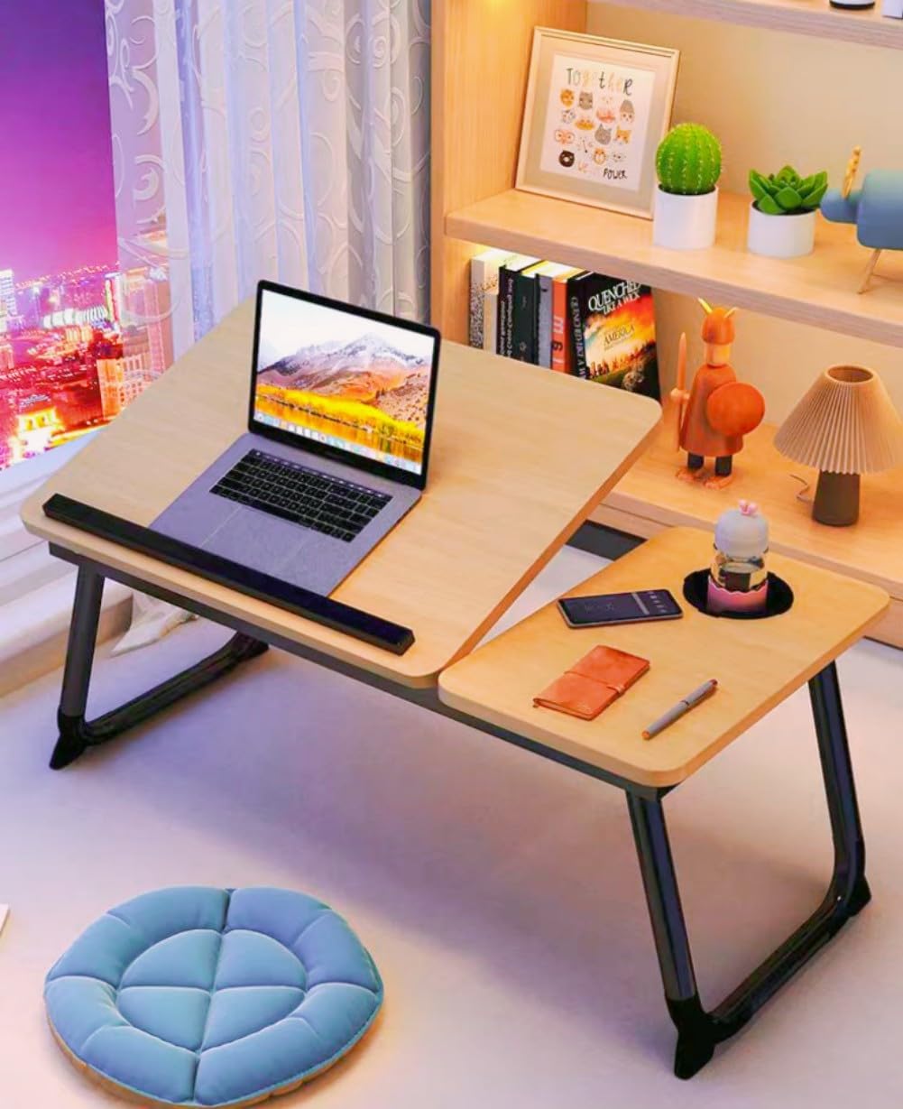 Adjustable Laptop Desk for Bed,Bed Table for Laptop,Laptop Stand for Bed,Lap Desk for Laptop,Foldable Bed Desk for Laptop and Writing,Portable Bed Tray Table with Cup Holder,Laptop Bed Tray Table