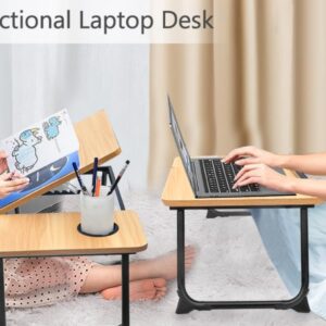 Adjustable Laptop Desk for Bed,Bed Table for Laptop,Laptop Stand for Bed,Lap Desk for Laptop,Foldable Bed Desk for Laptop and Writing,Portable Bed Tray Table with Cup Holder,Laptop Bed Tray Table