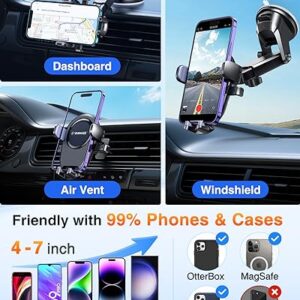 VANMASS 2024 Upgraded Car Phone Holder Mount [Strongest Suction & Military-Grade] Universal Cell Phone Holder Stand for Truck Dash Windshield Vent Cradles for iPhone Android All Smartphones