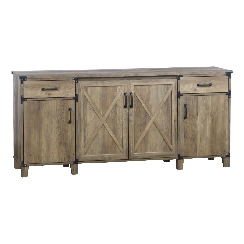 Saint Birch Oxford 4-Door Engineered Wood Credenza File Cabinet in Rustic Oak