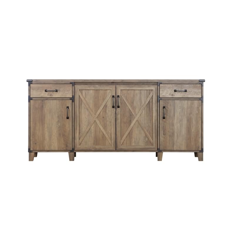 Saint Birch Oxford 4-Door Engineered Wood Credenza File Cabinet in Rustic Oak