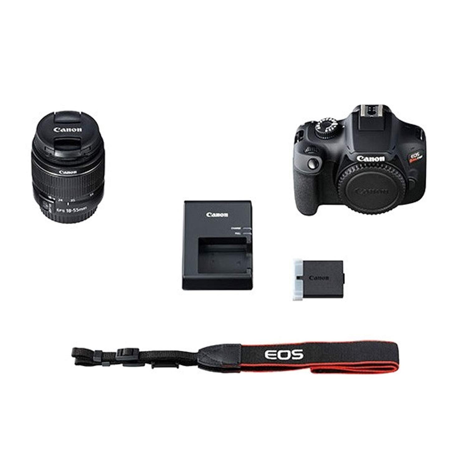Canon Rebel T100 / EOS 4000D DSLR Camera w/EF-S 18-55mm F/3.5-5.6 Zoom Lens + 64GB Memory, Filters,Case, Tripod, Flash, and More (34pc Bundle) (Renewed)