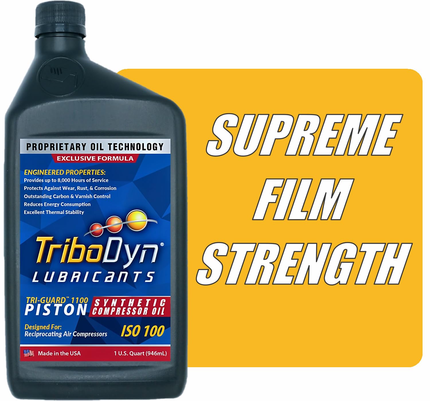 TriboDyn Tri-Guard 1100 ISO 100 Piston Synthetic Air Compressor Oil (1 Quart)