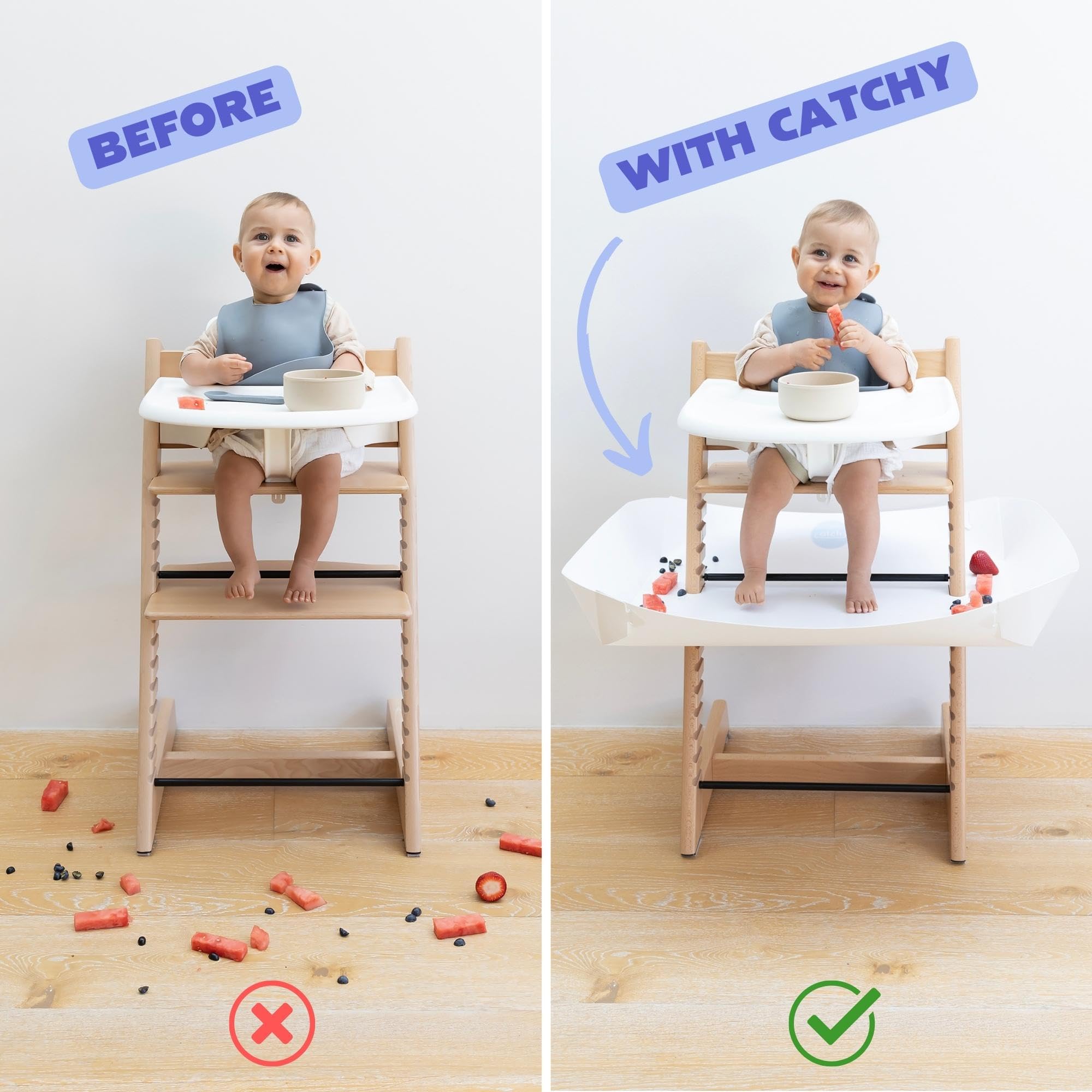 CATCHY - Food Catcher - Compatible with Stokke Tripp Trapp High Chair - Highchair Sold Separately - Baby & Toddler Food & Mess Catcher - Under High Chair Accessory - Baby Feeding Essentials