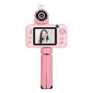 sungooyue kids hd camera 40mp photo 1080p video, 180 degrees flip lens, toy for photography (pink)