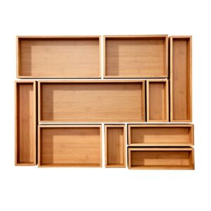 seville classics 10-piece bamboo storage box organizer set