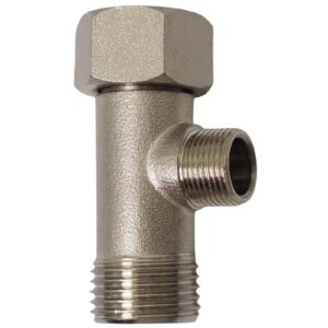 bidet t adapter - t valve adapter for bidet (thread size 1/2″ x 1/2″ x 9/16″), brass coated nickel, 3 way adapter or tee connector