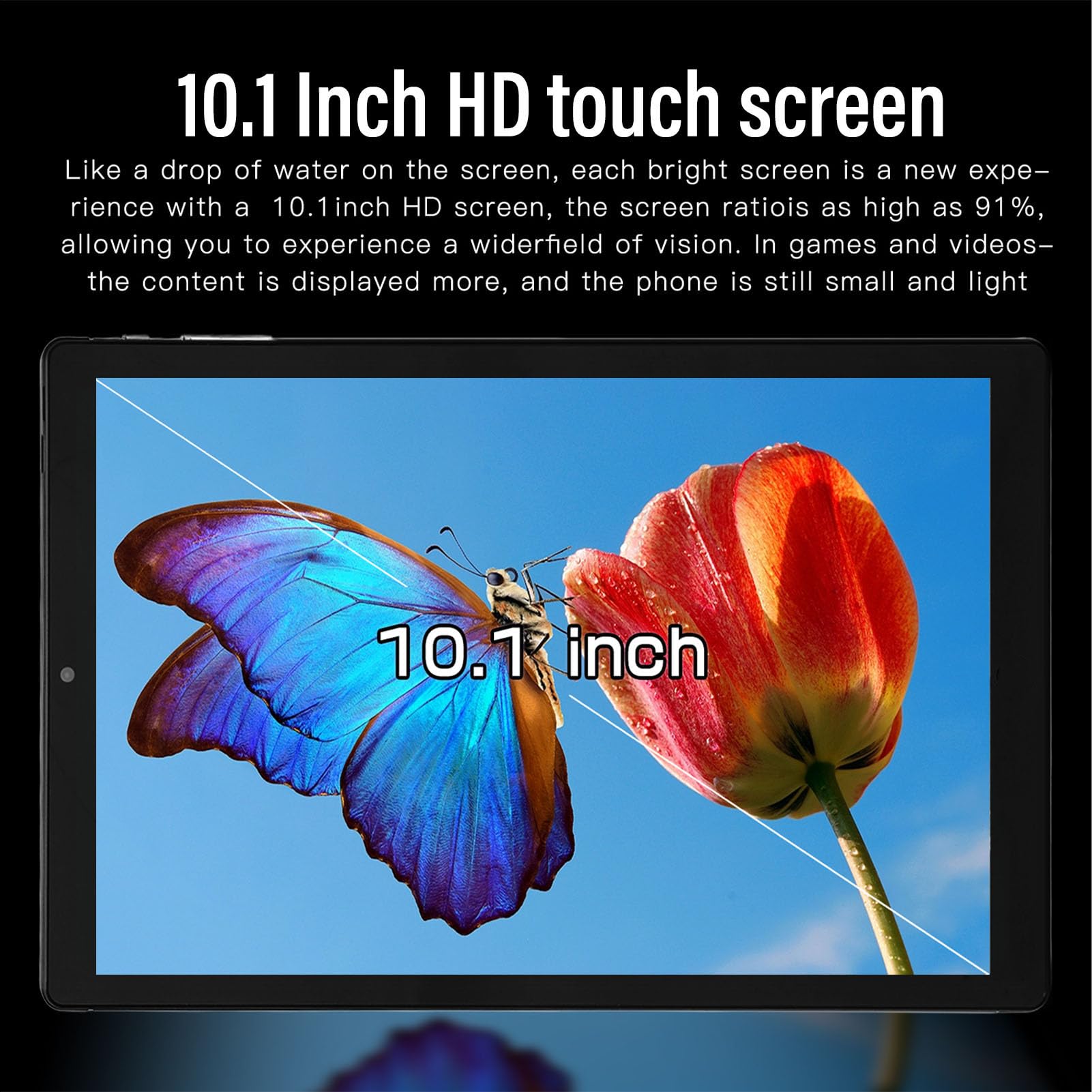 Gaeirt 10.1 Inch 2 in 1 Tablet, US Plug 100‑240V Tablet 1960x1080 MT6735 Deca Core CPU 2MP 5MP Dual Speakers for Study (US Plug)