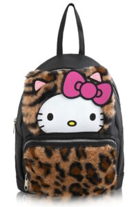 hello kitty mini backpack kawaii bag for toddler girls - kids’ school travel bag - girl’s fashion accessory (leopard)