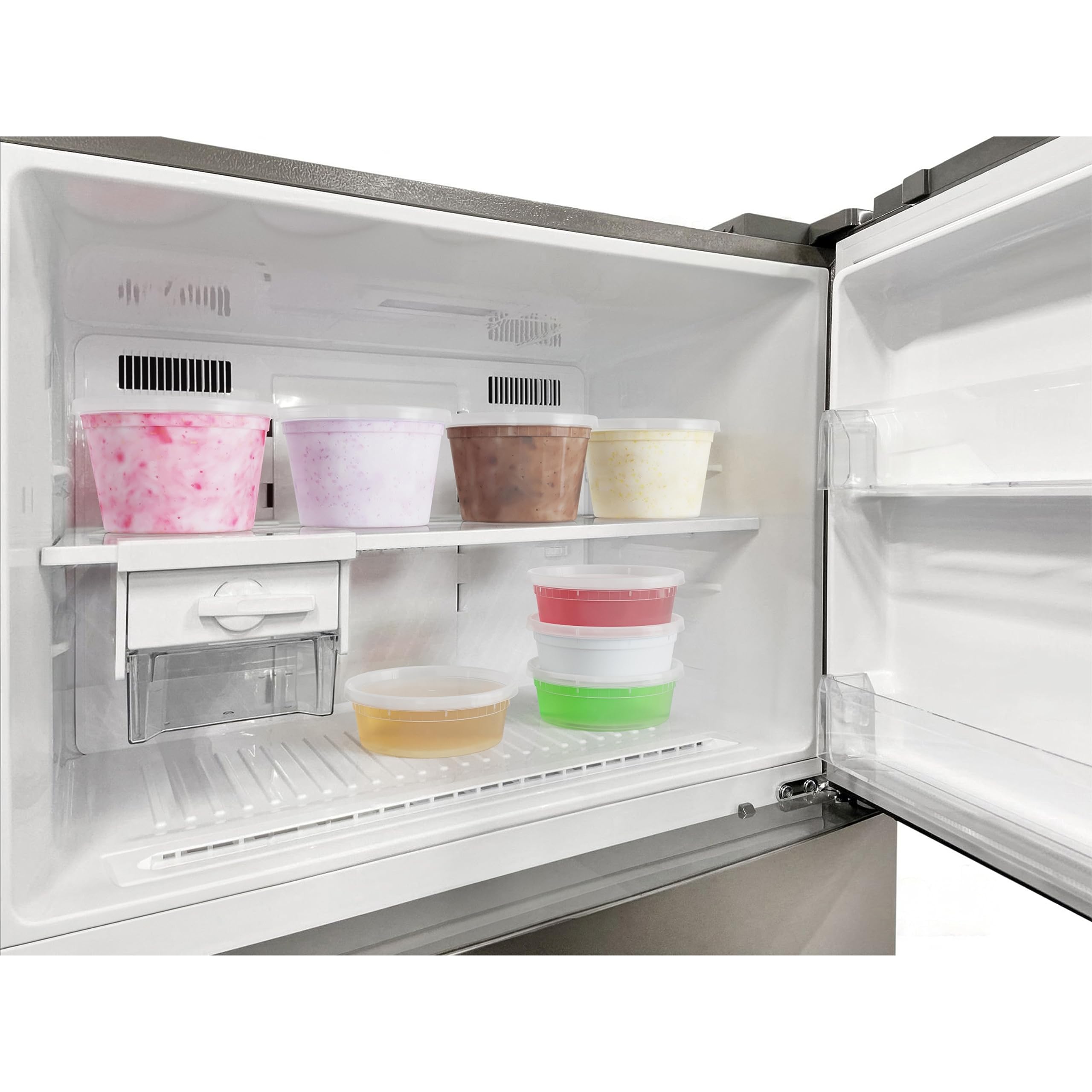 Disposable 16 oz Plastic Containers With Lids - 48 Of Each Containers And Lids - Leak Resistant Containers For Food - Deli Containers - Clear Stackable Containers - Microwave And Freezer Safe