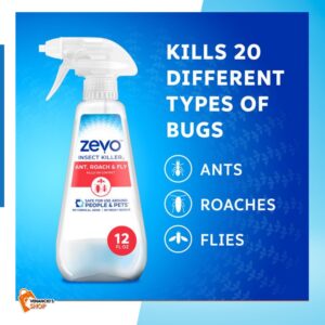 Zevo Instant Action Multi-Insect gets Ride Ants, roaches and More, Indoor Outdoor Use, Bio-Selective Pet + (1) Card Protector Venancio’sSticker & Sticky Fruit Trap (Zevo 12oz - Pack of 2)