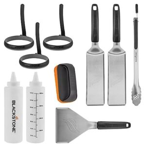 BLACKSTONE Authentic 11 Piece Griddle Essentials Kit/Model 5733 / Stainless Steel Metal Spatula Set, Scraper, Scrubber, Tongs, Egg Rings and More/Perfect for Flat Tops, Hibachi or Griddle BBQ's