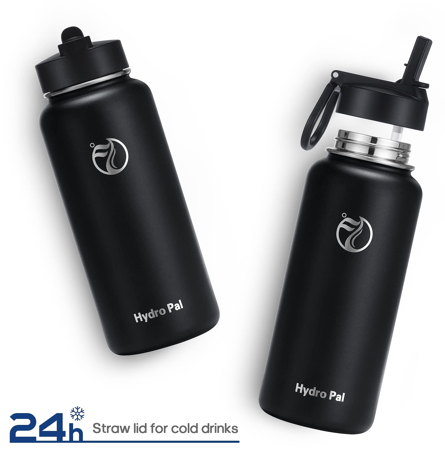 32oz/25oz Insulated Water Bottles with 2 Leak Proof Lids(Spout Lid and Straw Lid), Wide Mouth Sport Water Bottle with Straw, Stainless Steel Powder-Coated Water Flask, Double Walled Vacuum Thermos