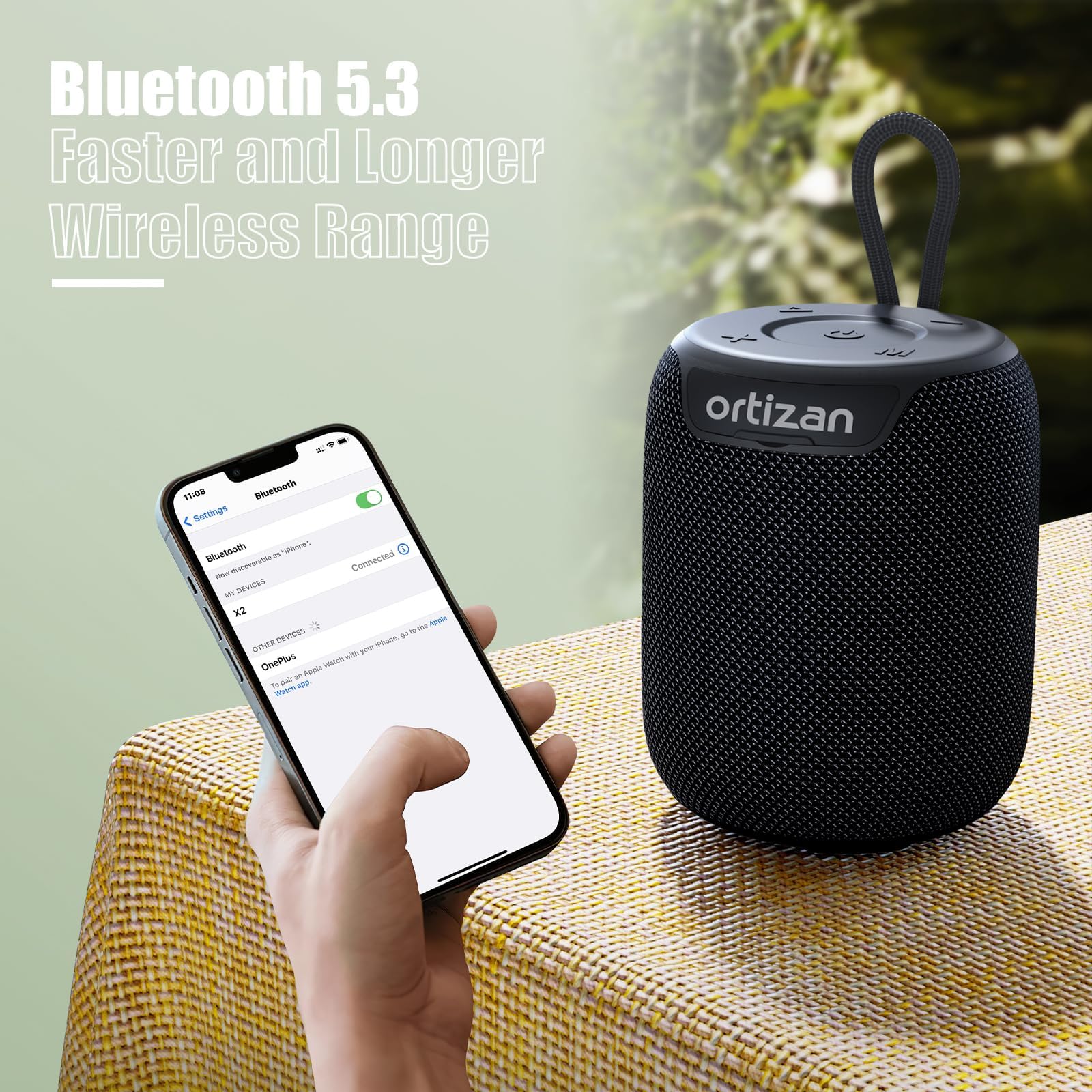 Ortizan Bluetooth Speakers, IPX7 Waterproof Portable Wireless Speaker with Bluetooth 5.3, 15W Stereo Sound, Deep Bass, Dual Pairing, 15H Playtime for Home, Party, Outdoor