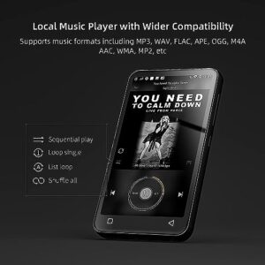 innioasis 16GB MP3 Player with Bluetooth and WiFi, Spotify, Pandora, Amazon Music, Audible, 4" Touch Screen Android Streaming MP3 MP4 Player (Black)