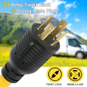 1FT NEMA L14-30P to L6-30R Charger Power Adapter Cord, 30 Amp Adapter 4 Prong to 3 Prong Lock Connection Male Plug to Twist Lock Female Outlet Portable Generator Cord for RV EV Generator Welder Dryer