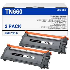 tn660 tn-660 high yield toner cartridge replacement for brother tn660 tn-660 tn630 compatible with brother hl-l2300d hl-l2305w hl-l2380dw hl-l2320d hl-l2340dw dcp-l2540dw printer (black, 2 pack)