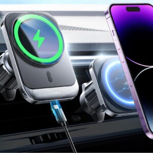 LISEN for MagSafe Car Mount Charger for iPhone 15, Wireless Universal Vent Charger for iPhone Car Accessories Magnetic Phone Holder Mount, Fits iPhone 15 Pro Max Plus Mini 14 13 12