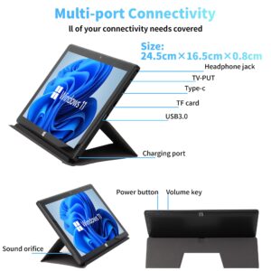 Svikou【Win11 Pro/Office 2019 Portable 10.1'' 2-in-1 Laptop, 2K(1920x1200) FHD IPS Tablet Notebook with Removable Keyboard, Celeron J3455 Quad Core CPU (1.5-2.5GHz), 2 Cameras,Black (8G+512GB SSD)