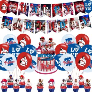 𝓟𝓱𝓲𝓵𝓪𝓭𝓮𝓵𝓹𝓱𝓲𝓪 𝓟𝓱𝓲𝓵𝓵𝓲𝓮𝓼 party decorations,birthday party supplies for 𝓟𝓱𝓲𝓵𝓪𝓭𝓮𝓵𝓹𝓱𝓲𝓪 baseball party supplies includes happy birthday banner, balloons, cupcake toppers, cake topper for baseball fans