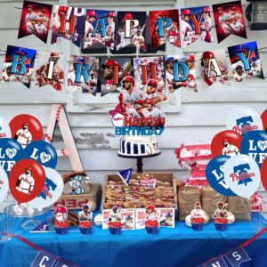 𝓟𝓱𝓲𝓵𝓪𝓭𝓮𝓵𝓹𝓱𝓲𝓪 𝓟𝓱𝓲𝓵𝓵𝓲𝓮𝓼 Party Decorations,Birthday Party Supplies For 𝓟𝓱𝓲𝓵𝓪𝓭𝓮𝓵𝓹𝓱𝓲𝓪 Baseball Party Supplies Includes Happy Birthday Banner, Balloons, Cupcake Toppers, Cake Topper for Baseball Fans
