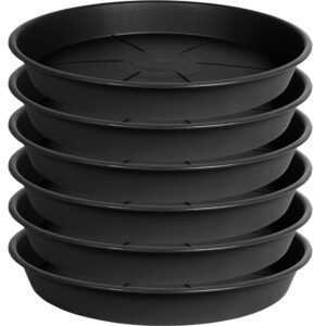 ovzilki 6 pack of plant saucer tray 4 6 8 10 12 14 17 19 22 25 inch, heavy duty plastic pot plant drip trays saucers for for indoors outdoor, plant water tray for planters 4-7" (6", black)