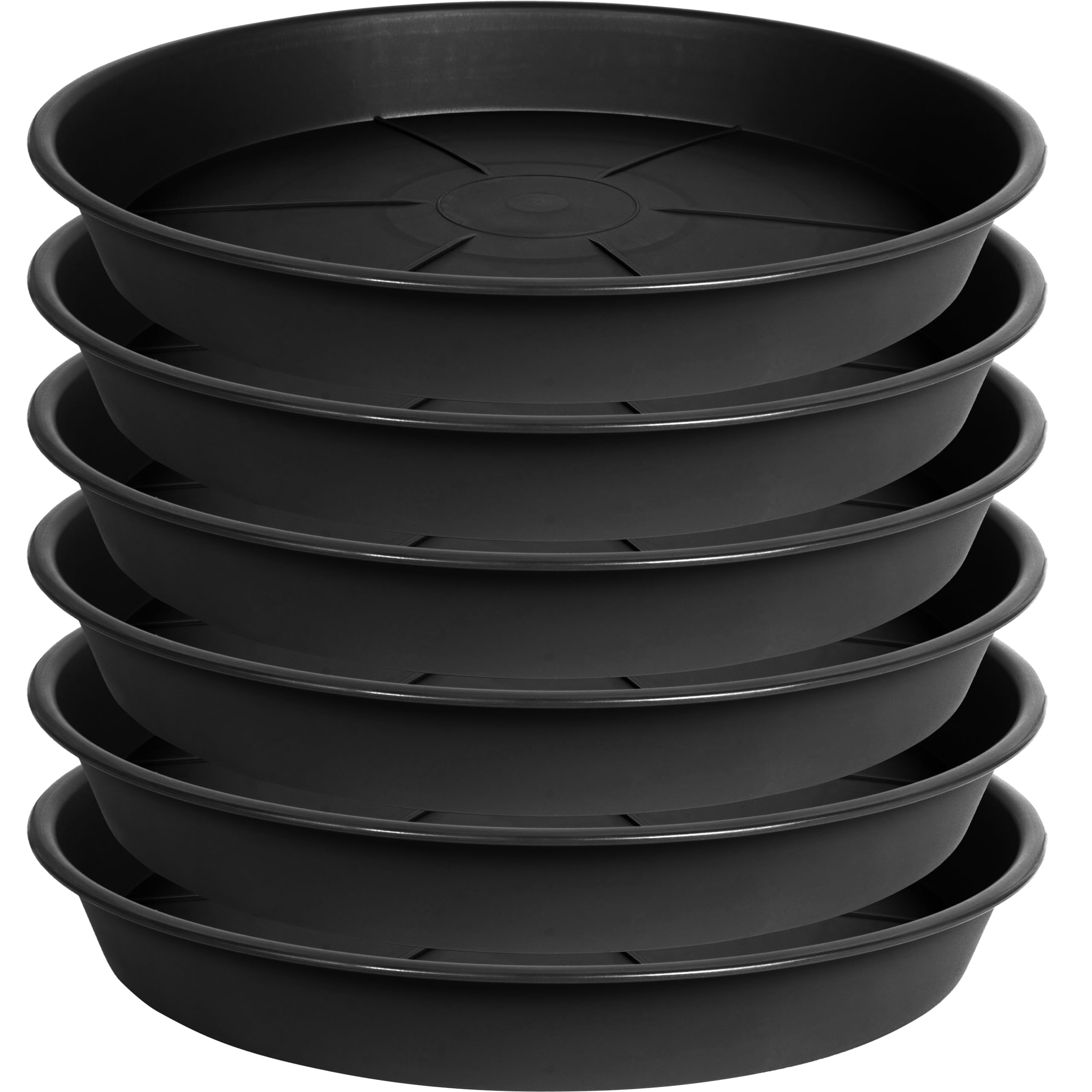 OVZILKI 6 Pack of Plant Saucer Tray 4 6 8 10 12 14 17 19 22 25 inch, Heavy Duty Plastic Pot Plant Drip Trays Saucers for for Indoors Outdoor, Plant Water Tray for Planters 4-7" (6", Black)