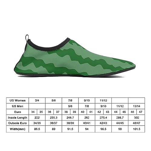 Green Watermelon Water Shoes for Women Men Quick-Dry Aqua Socks Swim Beach Barefoot Yoga Surf Pool Camping