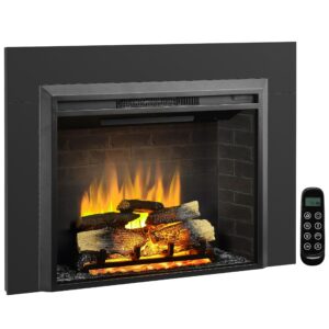 legendflame carl 35 inches with trim kit, electric fireplace insert, fireplace heater 750/1500w, fire crackling sound, adjustable flame speed, remote control, black…