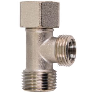 bidet t adapter - t valve adapter for bidet, made of brass coated nickel(thread size 7/8″ x 7/8″ x 1/2″), 3 way adapter or tee connector