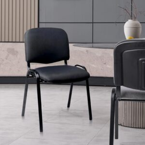 CLATINA Stackable Waiting Room Chairs Fabric Black Reception Chair Metal with Thickened Seat Back Cushion for Waiting Conference Room Guest Chairs(1 Pack)