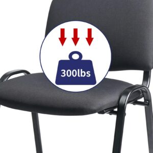 CLATINA Stackable Waiting Room Chairs Fabric Black Reception Chair Metal with Thickened Seat Back Cushion for Waiting Conference Room Guest Chairs(1 Pack)