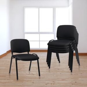 CLATINA Stackable Waiting Room Chairs Fabric Black Reception Chair Metal with Thickened Seat Back Cushion for Waiting Conference Room Guest Chairs(1 Pack)