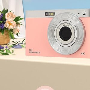 4K Digital Camera, 4K Lightweight Ultra HD Digital Camera, Portable Retro Camera Compact vlog Beauty Filter Camera, for Travel Vlogging (Pink)