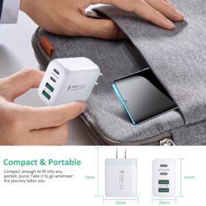 USB C Charger Block, 2-Pack 40W 4-Port USB C Wall Charger Fast Charging Dual PD+QC Power Adapter Multiport Type C Brick Charger for iPhone 15 14 13 12 11 Pro Max,iPad,Airpods,iwatch, Samsung-White