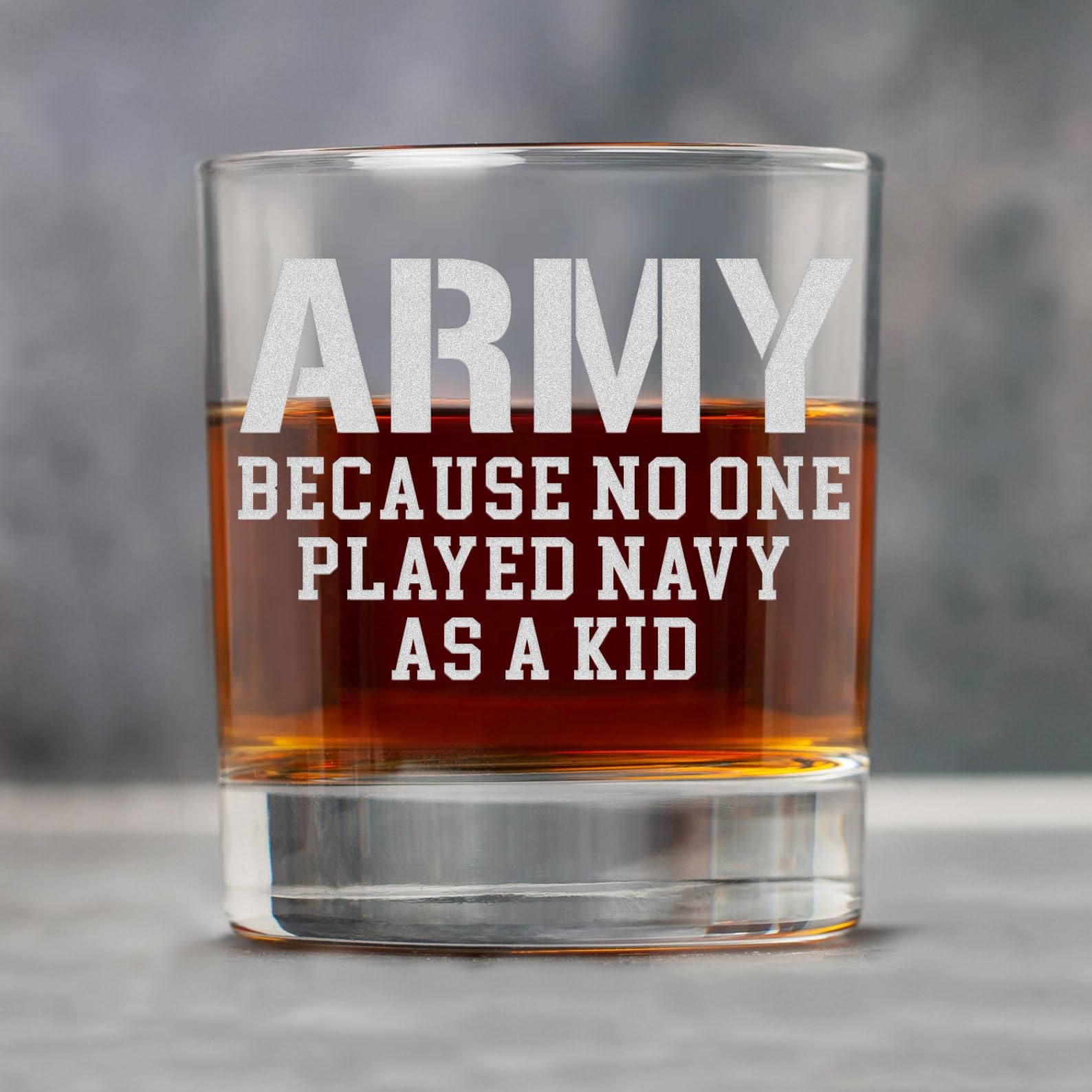 Lucy Engraving Funny US Army Whiskey Glass - Engraved Military Gifts for Dad - 11 oz Rock Glass