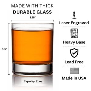 Lucy Engraving Funny US Army Whiskey Glass - Engraved Military Gifts for Dad - 11 oz Rock Glass