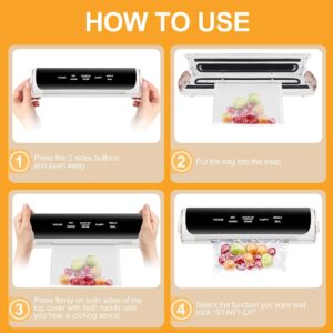 【1s Sealing】Uluck Food Saver Vacuum Sealer Machine ，80Kpa Automatic Food Sealers Vacuum Packing Machine, 4 in 1 Vacuum/Single Sealing & Dry/Fluffy Vacuum Sealer Machine with 10 Seal Bags