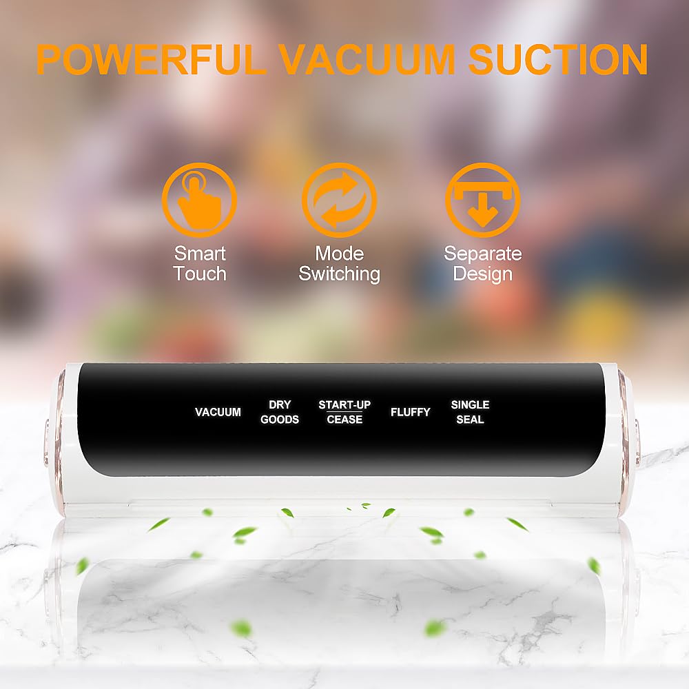 【1s Sealing】Uluck Food Saver Vacuum Sealer Machine ，80Kpa Automatic Food Sealers Vacuum Packing Machine, 4 in 1 Vacuum/Single Sealing & Dry/Fluffy Vacuum Sealer Machine with 10 Seal Bags