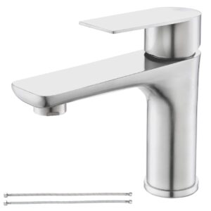 single hole bathroom faucet, stainless steel bathroom faucets, brushed nickel commercial bathroom sink faucet,single handle bathroom sink faucet with supply lines, bf019l