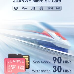 JUANWE 128GB Micro SD Card 2 Pack microSDXC Memory Card with SD Adapter C10 U3 A1 V30 Memory Card SD Card Pink, 128GB