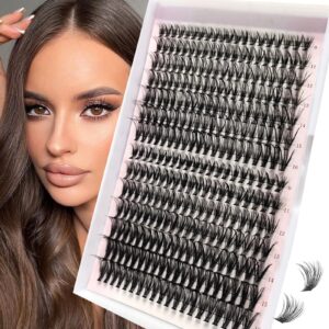 diy lash extension individual full volume lashes 300pcs wispy curly clusters lashes 40d 9mm-16mm d curl natural false lashes extensions diy at home ，by zovimi (40d lash clusters)