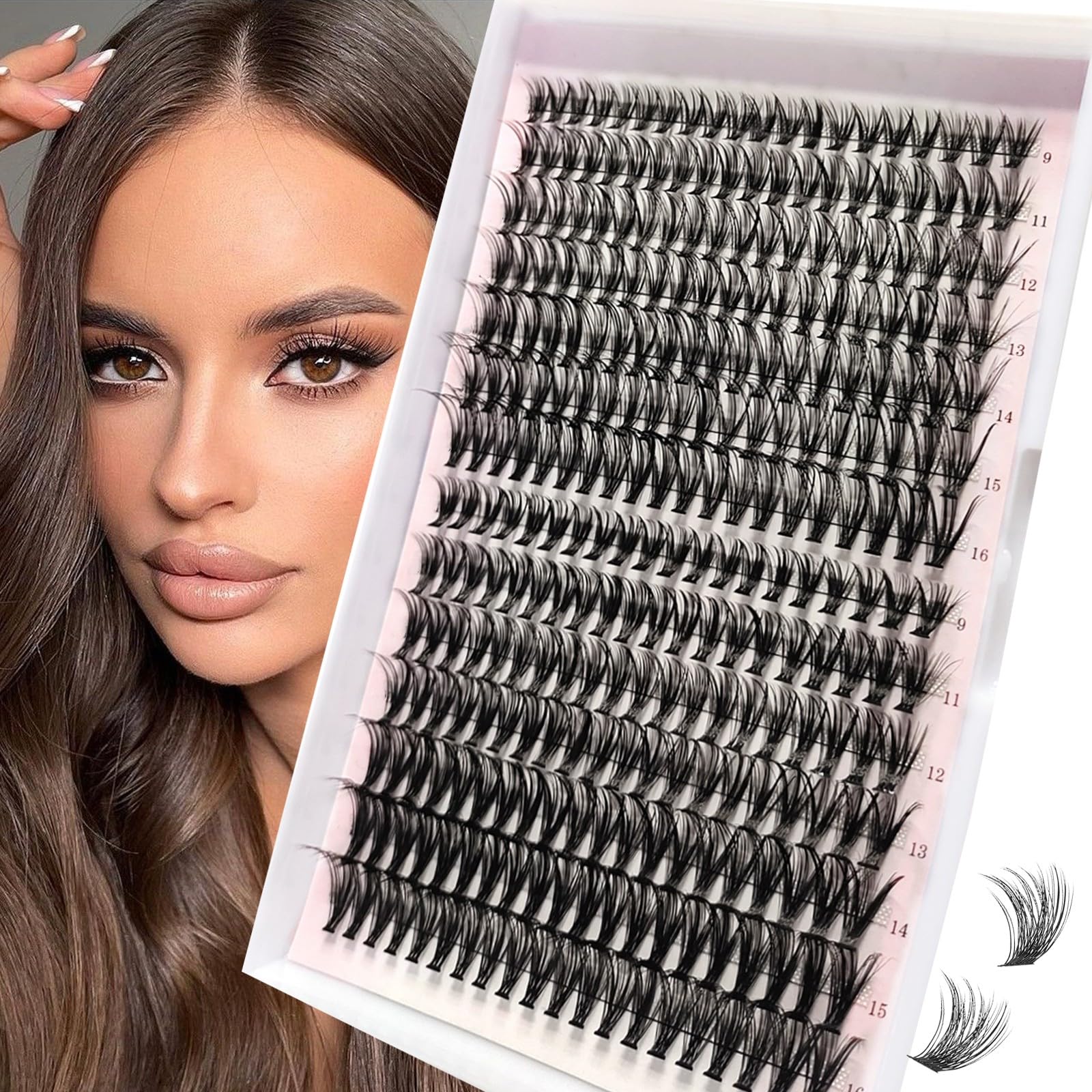 DIY Lash Extension Individual Full Volume Lashes 300Pcs Wispy Curly Clusters Lashes 40D 9mm-16mm D Curl Natural False Lashes Extensions DIY at Home ，by Zovimi (40D Lash Clusters)